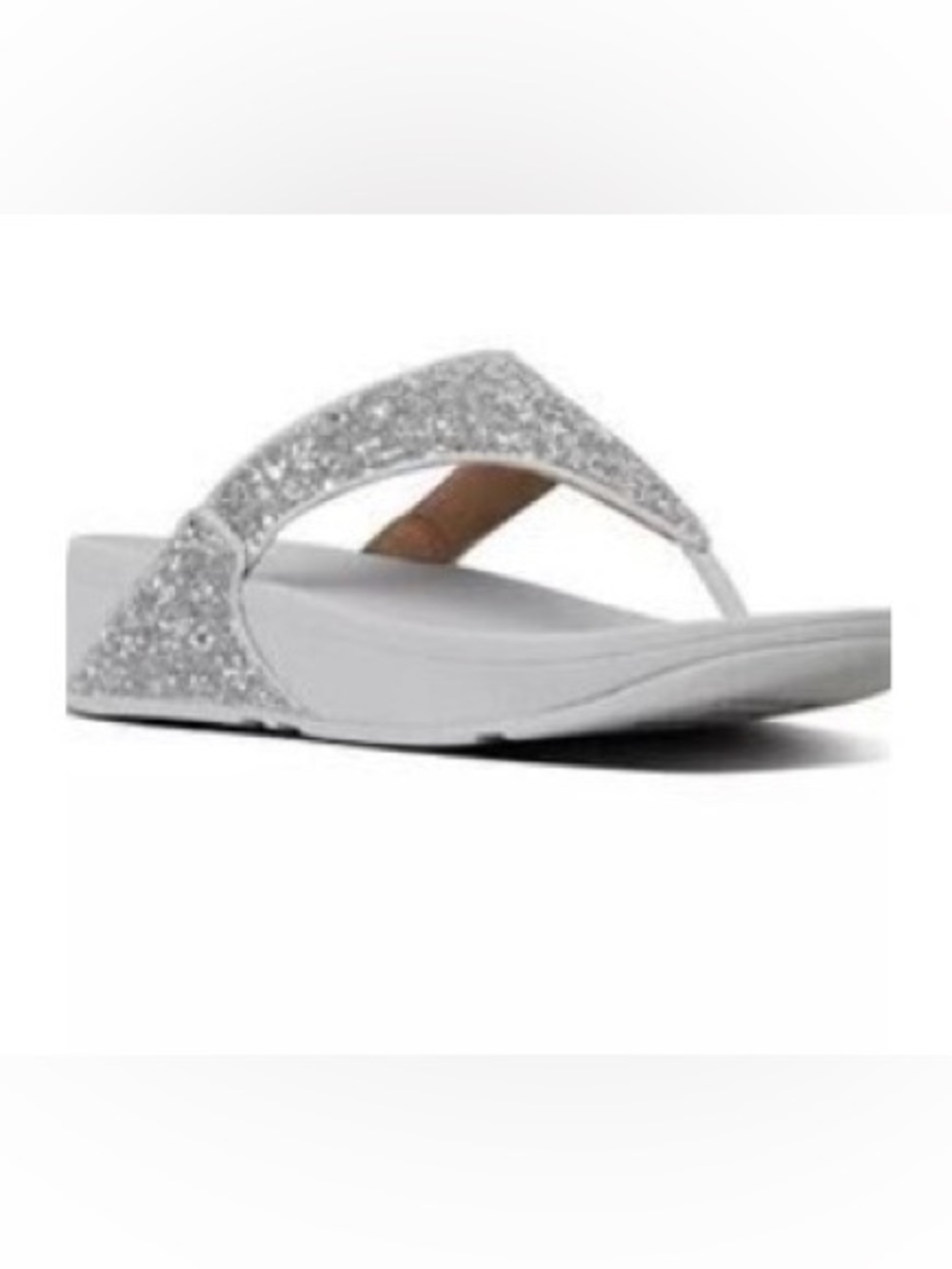 Women Fitflop Silver Lulu Glitz Thong Sandal Comfortable Orthopedic Leather